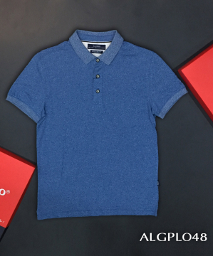 ÁO POLO SHIRT CỔ DỆT MÀU XANH ALGPLO48