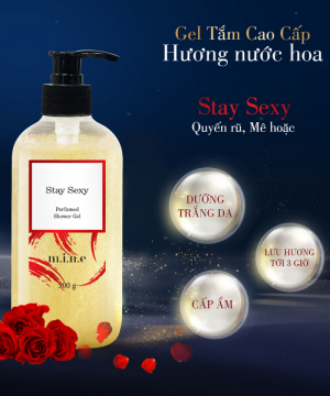 Gel tắm sáng da nhũ vàng hương nước hoa Mine - Stay Sexy 500gr/ chai