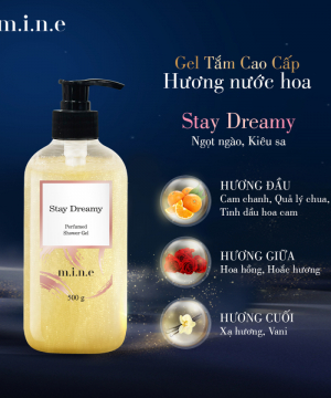 Gel tắm sáng da nhũ vàng hương nước hoa Mine - Stay Dreamy 500gr/ chai