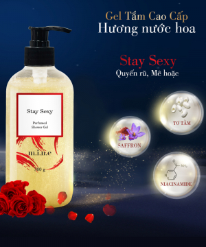 Gel tắm sáng da nhũ vàng hương nước hoa Mine - Stay Sexy 500gr/ chai