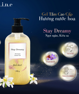 Gel tắm sáng da nhũ vàng hương nước hoa Mine - Stay Dreamy 500gr/ chai