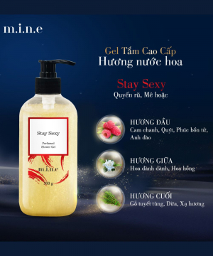 Gel tắm sáng da nhũ vàng hương nước hoa Mine - Stay Sexy 500gr/ chai