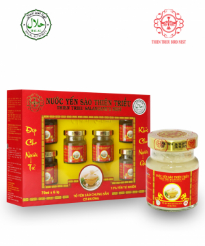 Hộp 6 hũ yến sào cao cấp Thiên Triều (đường phèn) 70ml/hũ